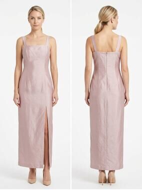 Cachet Pink Square Neck Sheath Maxi Lined Dress Women Size 10